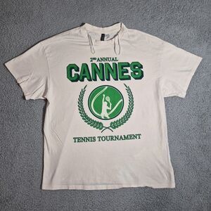 H&M Cannes Tennis Tournament T-shirt Women's Sz Small White Cotton 2nd Annual